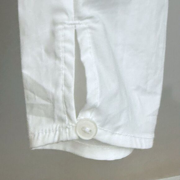 NEW H&M Women’s Large White Poplin Cotton Wrap Waist Belt Tie Blouse Top - Picture 6 of 9